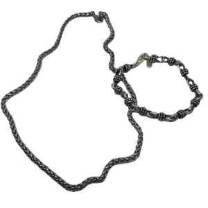 Curated bundle vintage silver tone chain necklace and Premier Designs bracelet